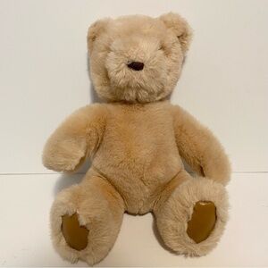 Gund Tan Bear Plush Stuffed Animal Toy 1987 Faux Leather Brown Paws Hands VTG